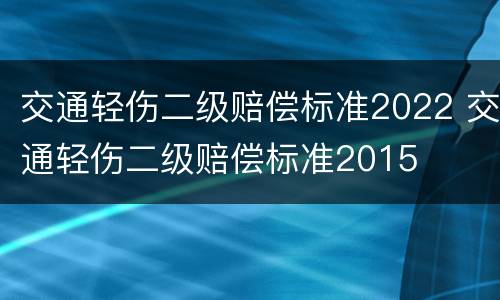 交通轻伤二级赔偿标准2022 交通轻伤二级赔偿标准2015