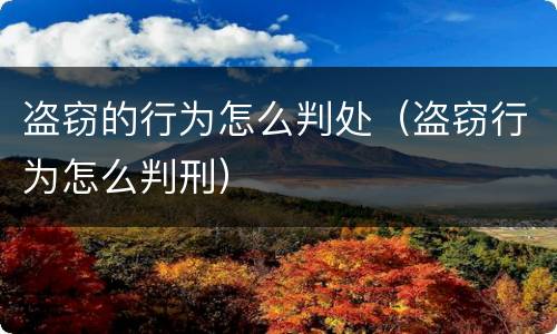盗窃的行为怎么判处（盗窃行为怎么判刑）