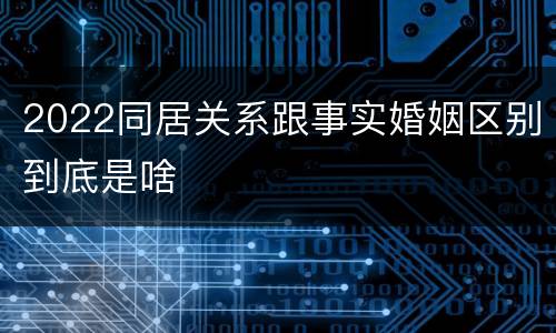 2022同居关系跟事实婚姻区别到底是啥