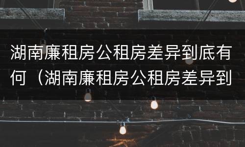 湖南廉租房公租房差异到底有何（湖南廉租房公租房差异到底有何不同）