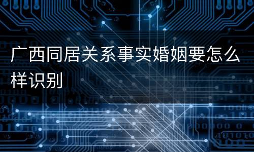 广西同居关系事实婚姻要怎么样识别