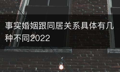 事实婚姻跟同居关系具体有几种不同2022
