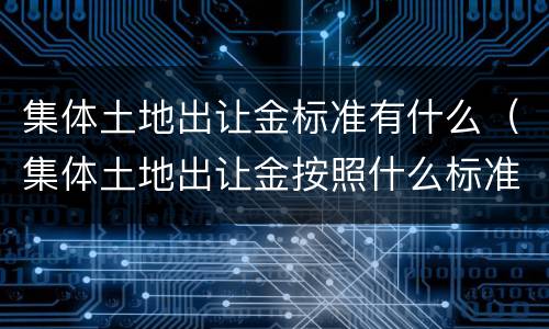集体土地出让金标准有什么（集体土地出让金按照什么标准收）