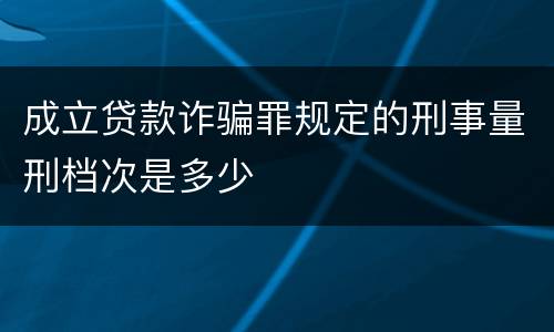 成立贷款诈骗罪规定的刑事量刑档次是多少