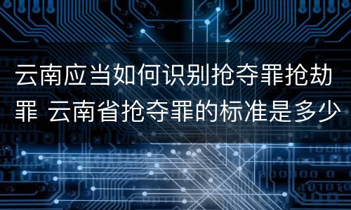 云南应当如何识别抢夺罪抢劫罪 云南省抢夺罪的标准是多少?