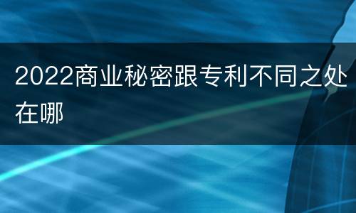 2022商业秘密跟专利不同之处在哪