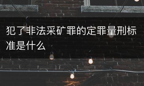 犯了非法采矿罪的定罪量刑标准是什么