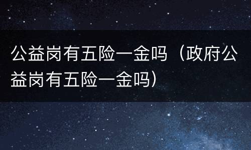 公益岗有五险一金吗（政府公益岗有五险一金吗）