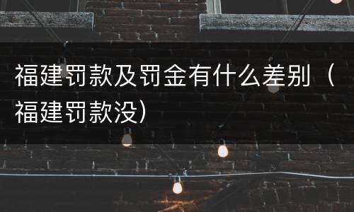 福建罚款及罚金有什么差别（福建罚款没）