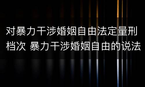 对暴力干涉婚姻自由法定量刑档次 暴力干涉婚姻自由的说法中错误的是什么