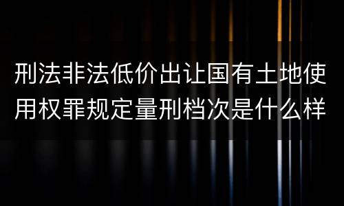 刑法非法低价出让国有土地使用权罪规定量刑档次是什么样