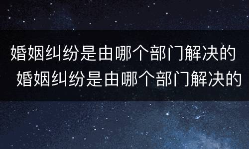 婚姻纠纷是由哪个部门解决的 婚姻纠纷是由哪个部门解决的呢