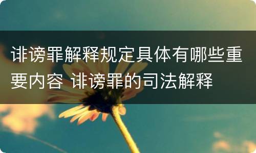 诽谤罪解释规定具体有哪些重要内容 诽谤罪的司法解释