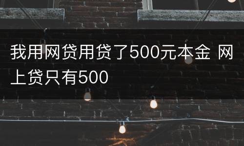 我用网贷用贷了500元本金 网上贷只有500