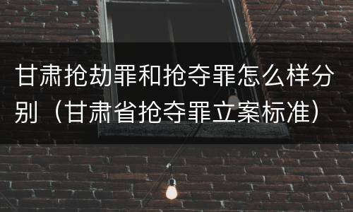 甘肃抢劫罪和抢夺罪怎么样分别（甘肃省抢夺罪立案标准）