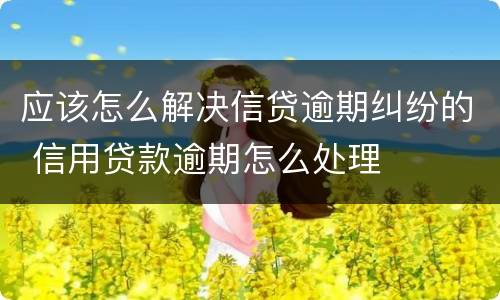 应该怎么解决信贷逾期纠纷的 信用贷款逾期怎么处理