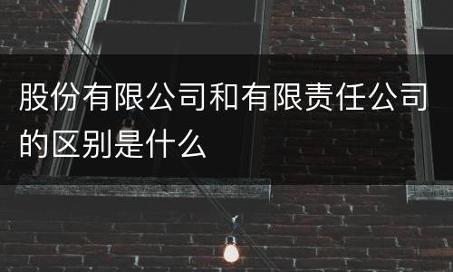 股份有限公司和有限责任公司的区别是什么