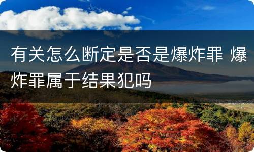 有关怎么断定是否是爆炸罪 爆炸罪属于结果犯吗