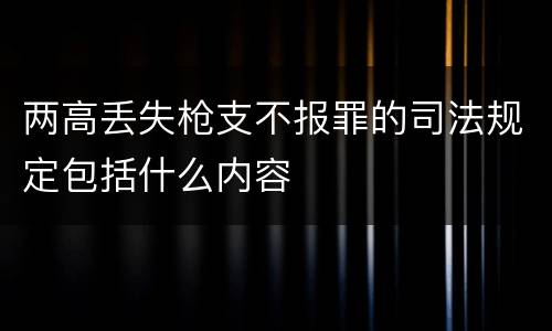 两高丢失枪支不报罪的司法规定包括什么内容
