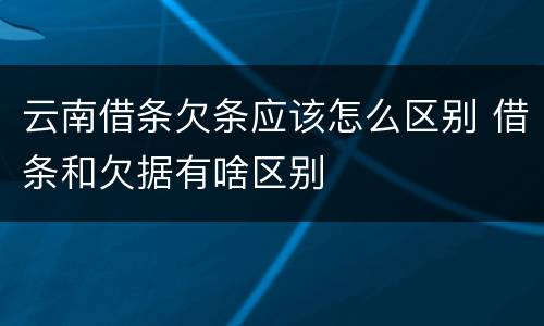 云南借条欠条应该怎么区别 借条和欠据有啥区别