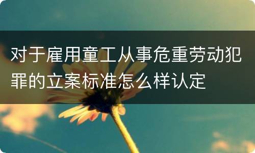 对于雇用童工从事危重劳动犯罪的立案标准怎么样认定