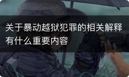 关于暴动越狱犯罪的相关解释有什么重要内容
