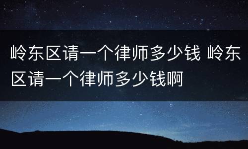 岭东区请一个律师多少钱 岭东区请一个律师多少钱啊