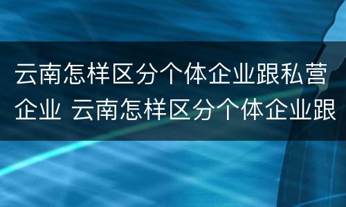 云南怎样区分个体企业跟私营企业 云南怎样区分个体企业跟私营企业呢