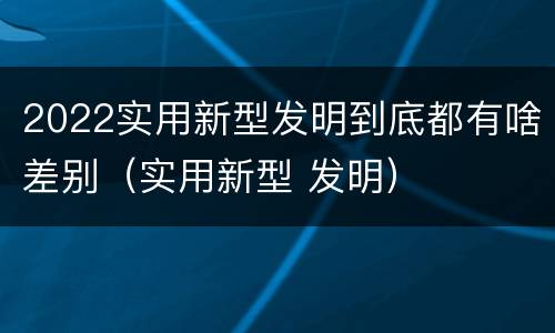 2022实用新型发明到底都有啥差别（实用新型 发明）
