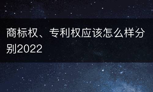 商标权、专利权应该怎么样分别2022