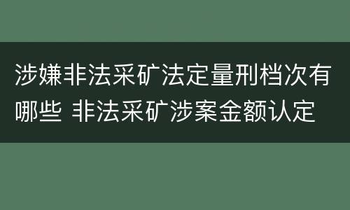 涉嫌非法采矿法定量刑档次有哪些 非法采矿涉案金额认定