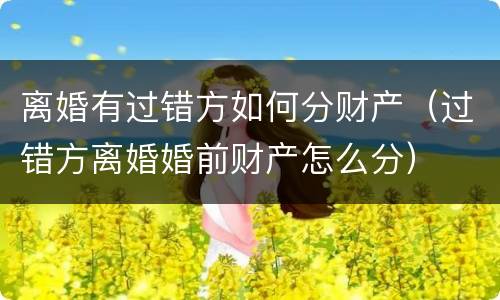 离婚有过错方如何分财产（过错方离婚婚前财产怎么分）