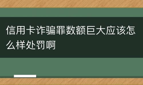 信用卡诈骗罪数额巨大应该怎么样处罚啊