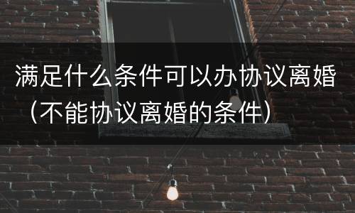 满足什么条件可以办协议离婚（不能协议离婚的条件）