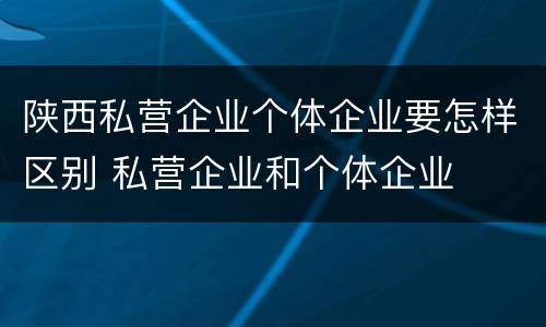陕西私营企业个体企业要怎样区别 私营企业和个体企业