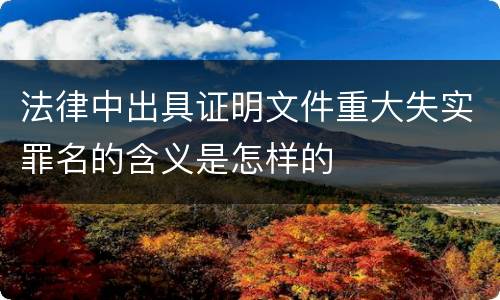 法律中出具证明文件重大失实罪名的含义是怎样的
