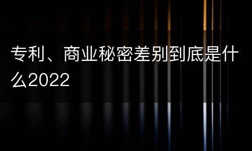 专利、商业秘密差别到底是什么2022