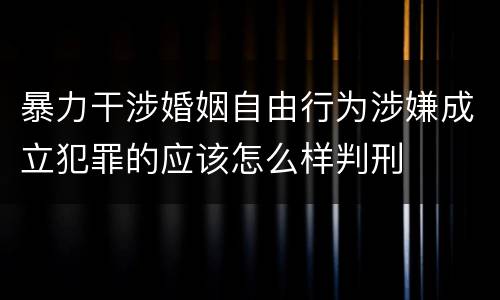 暴力干涉婚姻自由行为涉嫌成立犯罪的应该怎么样判刑