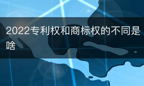 2022专利权和商标权的不同是啥