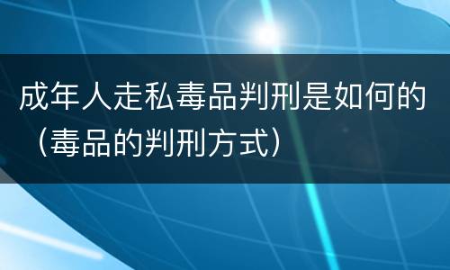 成年人走私毒品判刑是如何的（毒品的判刑方式）