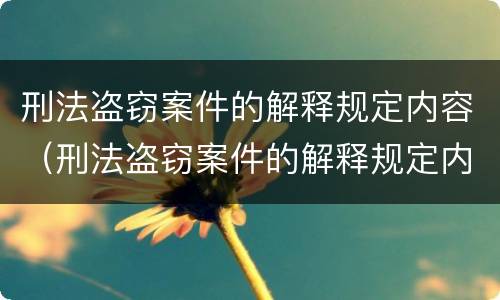 刑法盗窃案件的解释规定内容（刑法盗窃案件的解释规定内容有哪些）