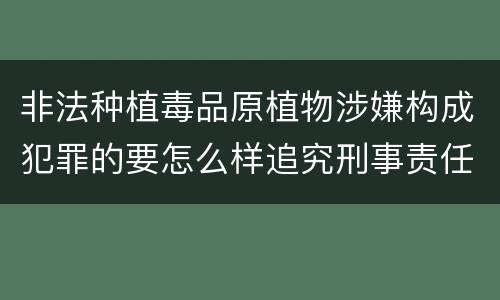 非法种植毒品原植物涉嫌构成犯罪的要怎么样追究刑事责任