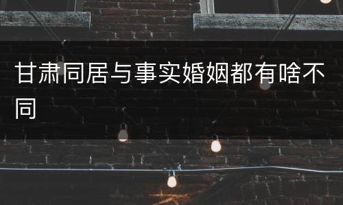 甘肃同居与事实婚姻都有啥不同