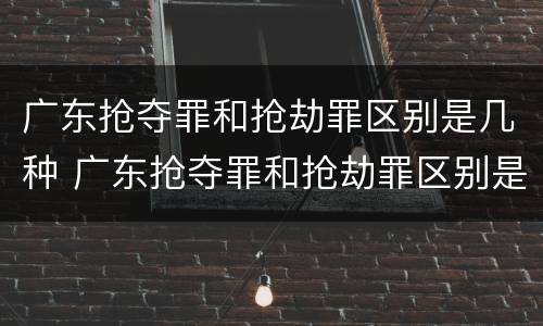 广东抢夺罪和抢劫罪区别是几种 广东抢夺罪和抢劫罪区别是几种形式