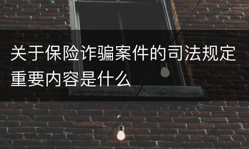 关于保险诈骗案件的司法规定重要内容是什么