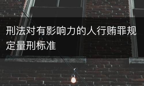 刑法对有影响力的人行贿罪规定量刑标准