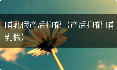 哺乳假产后抑郁（产后抑郁 哺乳假）