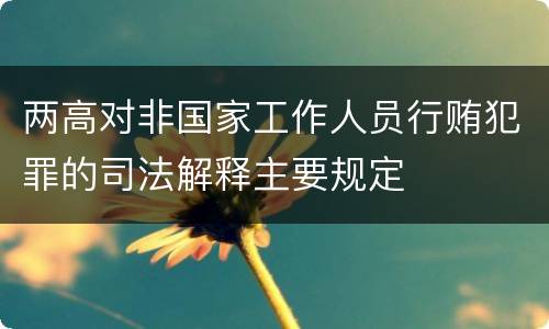 两高对非国家工作人员行贿犯罪的司法解释主要规定