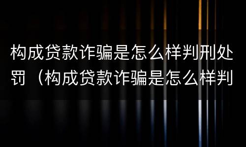 构成贷款诈骗是怎么样判刑处罚（构成贷款诈骗是怎么样判刑处罚的）