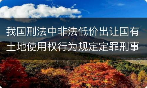 我国刑法中非法低价出让国有土地使用权行为规定定罪刑事责任是怎样
